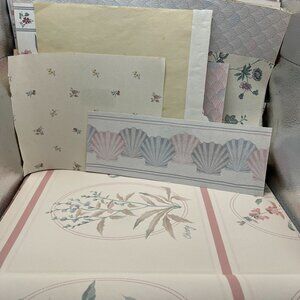 Vintage Assorted Floral & Nautical-Themed Wallpaper Samples - Scrapbooking Craft
